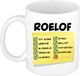 Bellatio Decorations Naam mok Roelof - wit - top gozer - keramiek - 300 ml