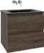 Saniclass Chaci Badkamermeubelset - 60x45x55cm - keramische wastafel mat zwart - 1 wasbak - zonder kraangat - 2 lades - mat noten