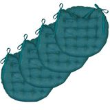 Atout Ciel Set van 4 ronde stoelkussens, tweekleurig, diameter 40 cm, eend/mosterdblauw