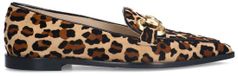Manfield Dames Suède Leopard Loafers met Chain - Beige - Maat 38