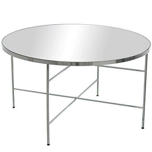 DRW salontafel, rond, van verchroomd staal, 80 x 40,5 cm, spiegel 5 mm dik