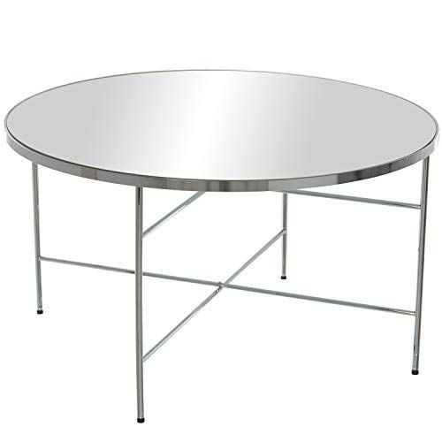 DRW Salontafel Rond Verchroomd Staal 80 x 40.5 cm Spiegel 5 mm 8434360150211