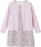 Vertbaudet Ensemble - 2 pièces - robe - gilet - fille - coton - violet clair - fleuri