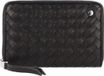 abro Leren Portemonnee Leather Piuma Weaving Zip Wallet Navy Blauw