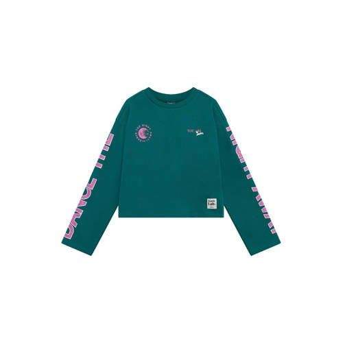 Indian Blue Jeans rechtvallende longsleeve met tekst - groen