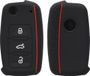 kwmobile autosleutel hoesje geschikt voor VW Skoda Seat 3-knops autosleutel hoes - Siliconen autosleutel behuizing - Auto sleutel case met honingraat - Sleuteletui in zwart