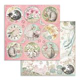 STAMPERIA INTERNATIONAL, KFT SBB756 Scrapbooking Papier dubbelzijdig Orchid Rounds, 31,5 cm x 30,5 cm