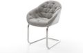 Gaio-Flex Chaise de bureau modèle traîneau Acier inoxydable Tissu doux avec structure Gris