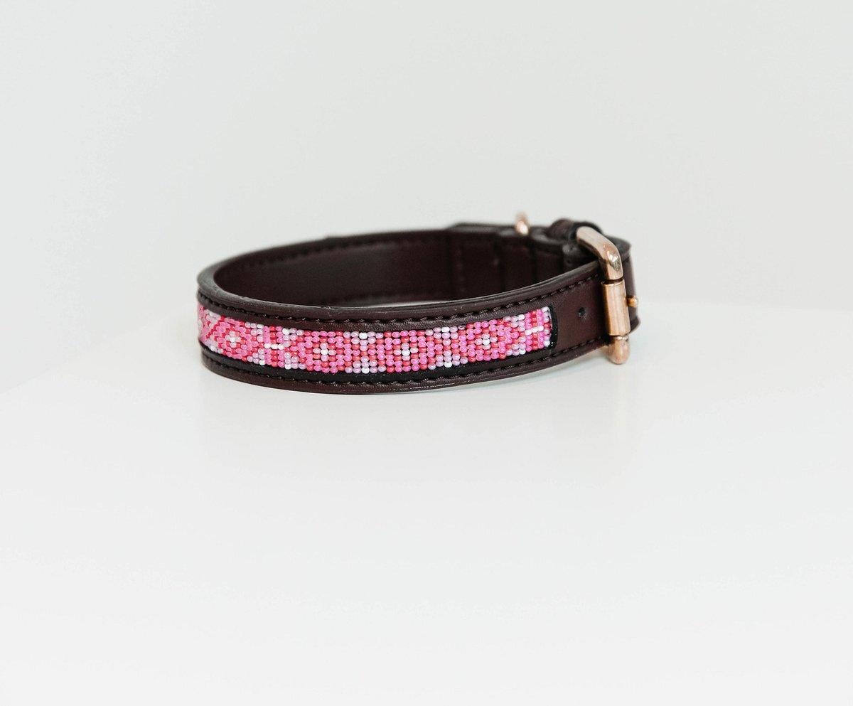 Kentucky Dogwear Hondenhalsband Handgeknoopt Parels - Roze XS 37cm roze