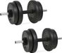 dkd-home-decor Set d'haltères 20 kg 14 pièces avec disques d'haltères (4x2,5kg + 4x2kg) et barres en acier 45,5cm