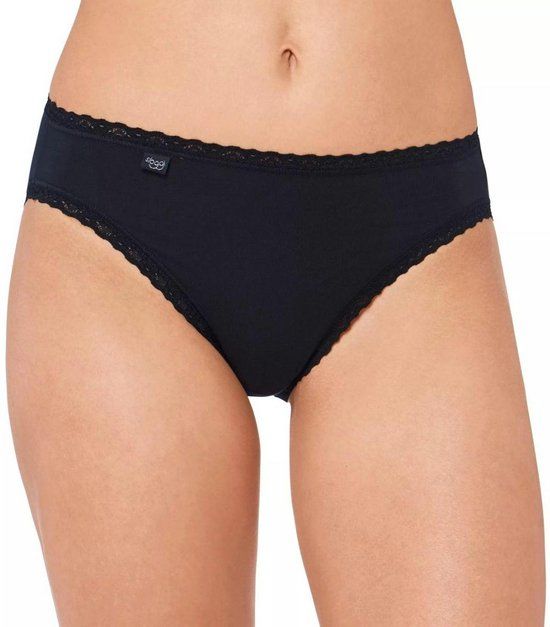 Sloggi 24/7 Cotton Lace Tai Slip - Black - Size 42