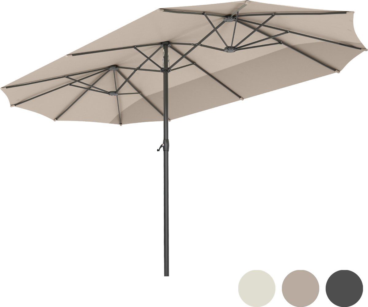 LifeGoods Dubbele Parasol - 270x460cm - Taupe