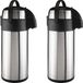 Merkloos Grote thermosfles/isoleerkan - 2x stuks - met pomp - 5 liter - RVS - Thermosflessen - voor warme / koude dranken