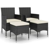 VidaXL Tuinstoel Terras Gecapitonneerde zitting Polyester, Polyrattan, Staal Crème, Wit