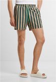 Urban Classics Tb7347-gestreepte Seersucker zwemshorts voor heren, flessengroen/beige union
