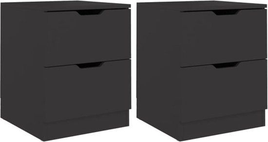 vidaXL Nachtkastjes 2 stuks 40x40x50 cm bewerkt hout zwart