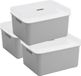 Sunware Opbergbox Sigma Serie - 3 stuks - 32 liter - Lichtgrijs - Kunststof - Transparante Deksel - 45x35x24 cm