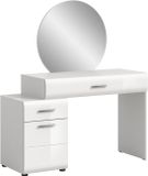 Hioshop Ice kaptafel inclusief spiegel 1 deur, 2 lades wit hoogglans, wit.