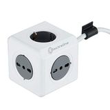 Electraline Powercube 62044 meervoudige contactdoos, 5 stopcontacten, 2 Schuko + Italiaanse stekker, 3 tweewaardige Italiaanse stopcontacten, 10/16 A, kleur wit, kabel 1,5 m
