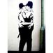 Homemania Muurfoto, geïnspireerd door de auteurs Banksy politieagenten, decoratie, thuismuurkunst, digitaal, tekening, frame, meerkleurig, hout, katoen, 70 x 100 x 3 cm