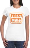 Bellatio Decorations Verkleed shirt voor dames - feest muts - wit - glitter - carnaval/themafeest XL