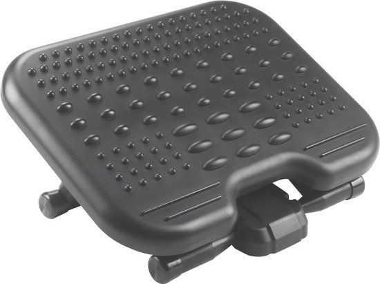 Kensington SoleMassage Voetensteun voor onder het bureau met massagefunctie, ergonomische voetensteun en met 5 kantelstanden en een maximale kantelhoek van 30 graden voor kantoor en thuis, zwart