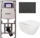 Geberit QeramiQ Salina Toiletset - rimless - Geberit inbouwreservoir - diepspoel wandcloset - softclose - quickrelease - bedieningsplaat mat antraciet - ronde knoppen - wit