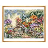 Trimits Grote kruissteekkits - Geteld borduurwerk voor volwassenen, beginners en kinderen, kerstcadeaus muurkunst (frame niet inbegrepen), 11 stuks, fiets