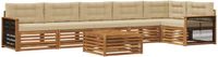 vidaXL - Hoek loungeset - 6 zitplekken - Natuurlijk en beige - Acacia hout
