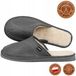 Slippers homme, cuir, laine d'agneau, gris, qualité premium, cousu main, taille 40