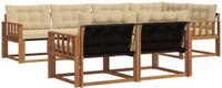 vidaXL - Hoek loungeset - 7 zitplaatsen - Acacia hout - Natuurlijk en beige