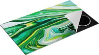 Chefcare Inductie Beschermer Abstracte Kunst - Groen met Gele Verf - 90x55 cm