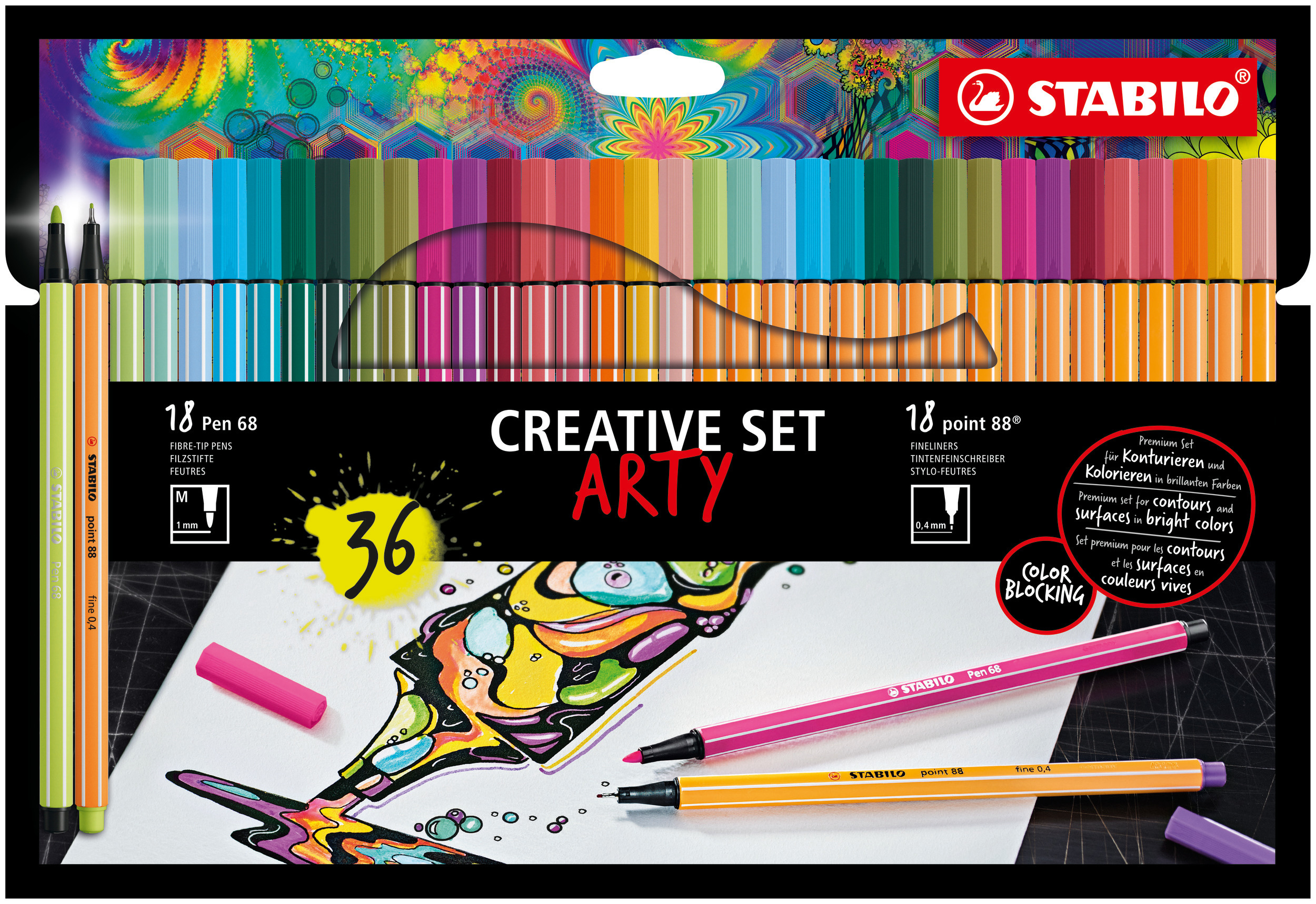 STABILO ARTY Creative Set Pen 68 & point 88 combi etui 36 stuks