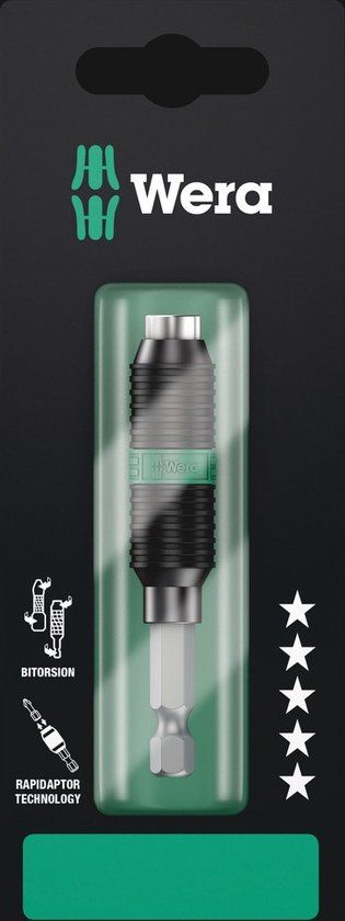Wera 897/4 R Universele Bithouder Rapidaptor BiTorsion, 1/4 duim x 75 mm