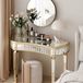 STILVORA Table console - Console miroir en demi-lune avec verre nervuré et tiroir - Bouton facetté et coins arrondis pour entrée et chambre - MDF - 120x38x78 cm - Or+Argent