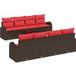 Vidaxl Ensemble de canapés 9 pièces 8 places beige et rouge