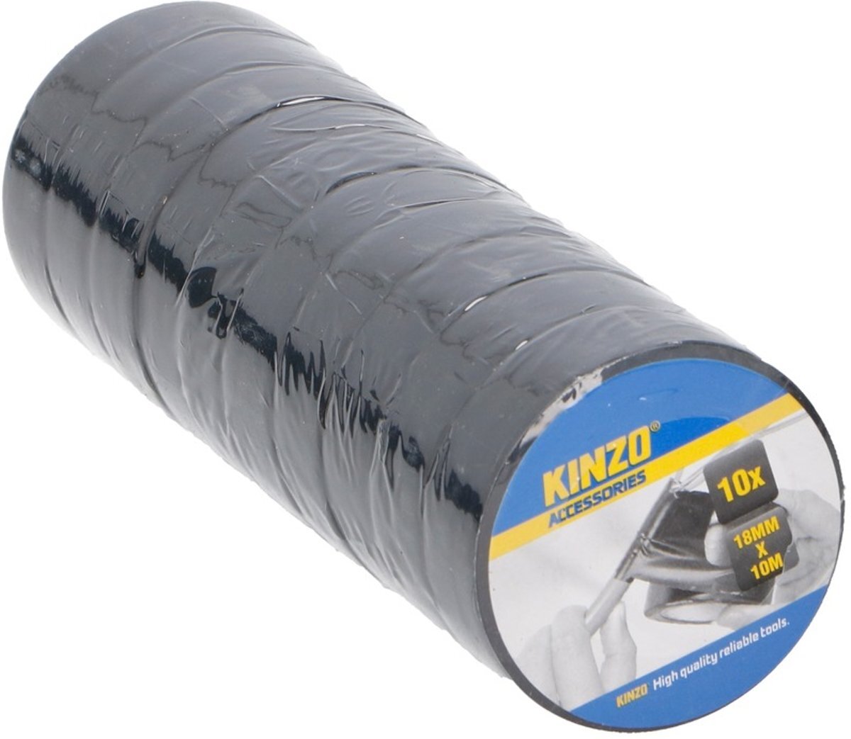 Kinzo 10 rollen isolatie tape - 18 mm x 10 meter - Isolerende tape zwart