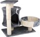 Pet Comfort Poteau griffoir - Maison pour chat avec jouet, panier, plateforme - Gris/Beige - 50x33x58 cm