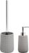 MSV Toiletborstel in houder 35 cm/zeeppompje 275 ml set Squares - Polyresin/rvs - lichtgrijs