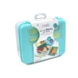 Melii Brotdose zweistöckig mit Bento-Besteck, Blau-Minze-Limette