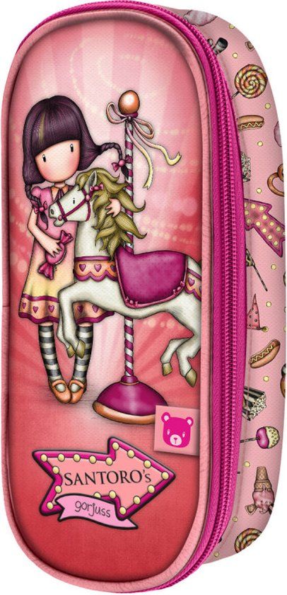 Gorjuss Carousel Zalm School Pencil Case (10 x 23 x 6 cm)