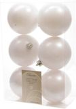 Decoris Kerstballen Winterwit - 80mm - Set van 6 - Wit - Kunststof