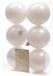 Decoris Kerstballen Winterwit - 80mm - Set van 6 - Wit - Kunststof
