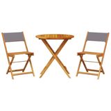 vidaXL 3-delige Bistroset met Stoffen Bekleding en Massief Hout - Antraciet