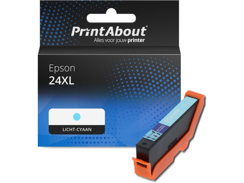 PrintAbout Inktcartridge 24XL (C13T24354012) Licht-cyaan Hoge capaciteit geschikt voor Epson