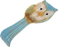 Merkloos Uil Lepelhouder - Keuken Accessoire - Aanrecht Organiseren - Keramisch Materiaal - 24.5 cm Lengte - Blauw