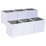 Amazon Basics Opbergkubussen, opvouwbaar, stof, 26,7 x 26,7 x 28 cm, verpakking van 6 stuks, wit