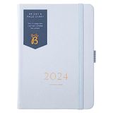 Busy B Compact A6-dag-A-paginagenda, januari tot december 2024, A6, wolkblauw, kunstlederen dagplanner met gelinieerde pagina's, notities en jaarplanner