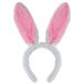Henbrandt Konijnen bunny oren - wit met roze - voor volwassenen - 29 x 23 cm - Feest diadeem konijn / paashaas - Paas verkleedkleding