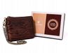 Peterson Badlands portefeuille nubuck cuir motif crâne chaîne RFID brun